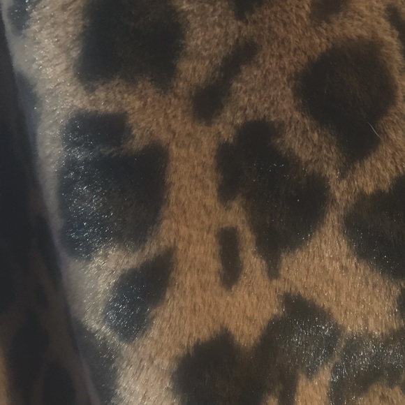 Love Token - size Small Faux Fur Open Dark Leopard Jacket 3/4 sleeves - Picture 3 of 5